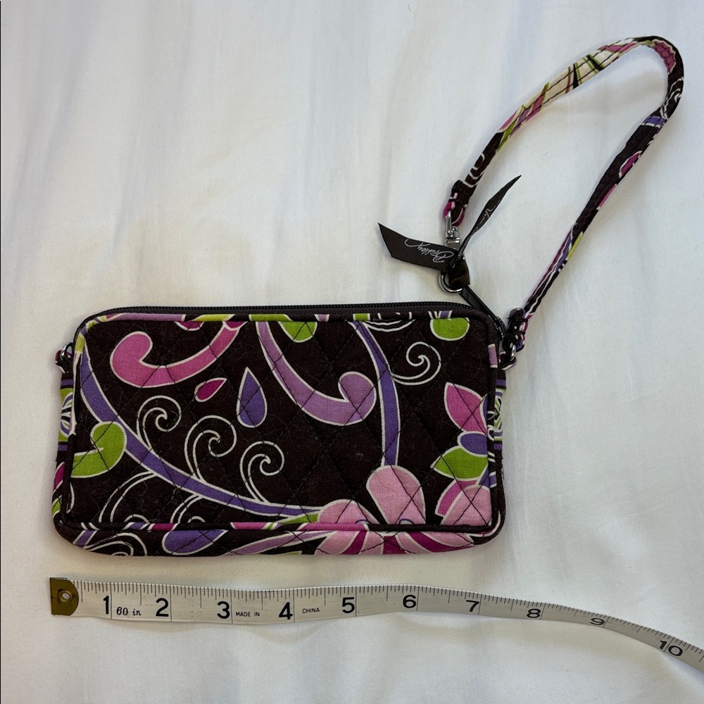 Vera Bradley Black and Purple Quilted Wristlet